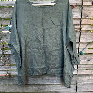 CP Shades Green Linen Tunic Top XL